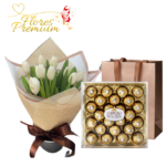 RAMO DE 10 TULIPANES Y FERRERO ROCHER 300GRS