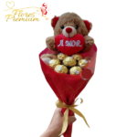 RAMO DE 8 BOMBONES Y PELUCHE DE 20CM