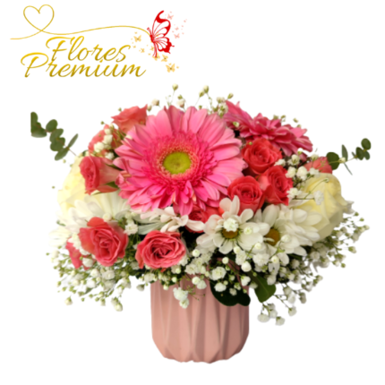 BASE DE CERAMICA CON FLORES DE TEMPORADA