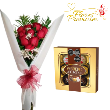 RAMO DE 10 ROSAS + FERREROS ROCHER