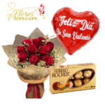 RAMO DE 10 ROSAS, FERREROS ROCHER 100GRS Y GLOBO