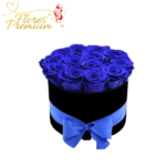 BOX CILINDRO DE 12 ROSAS AZULES