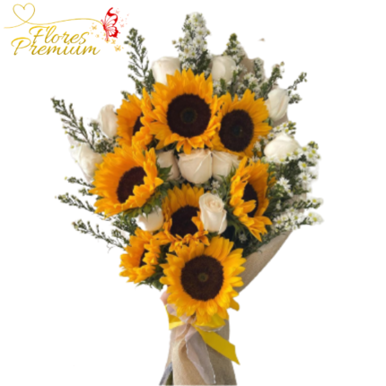 RAMO DE GIRASOLES Y ROSAS EXTENDIDO