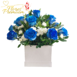 CAJA CUADRADA 15 ROSAS Y FOLLAJE