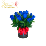 BOX 10 ROSAS AZULES Y FOLLAJE