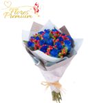 RAMO 20 ROSAS AZULES Y FOLLAJE