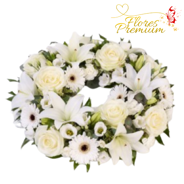 82-2.png CORONA FUNEBRE DE ROSAS, LILIUM Y GERBERAS - Imagen 1