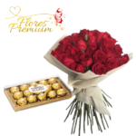 RAMO BOUQUET DE 30 ROSAS Y FERRERO ROCHER DE 150GRS