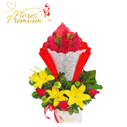 ELEGANTE ARREGLO CON ROSA Y LILIUM