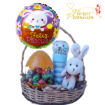 CANASTA PASCUERA HUEVITOS, SLIME, PELUCHITO Y GLOBO