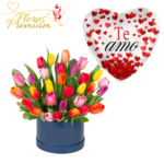 BOX  DE 30 TULIPANES Y GLOBO
