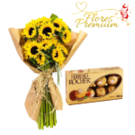 RAMO DE 10 GIRASOLES Y FERREROS ROCHER 100GRS