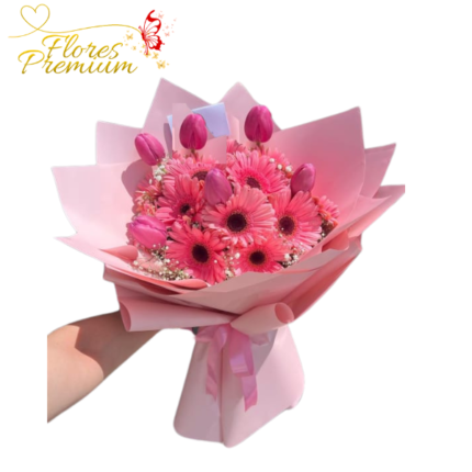 RAMO DONCELLA 10 GERBERAS 6 TULIPANES
