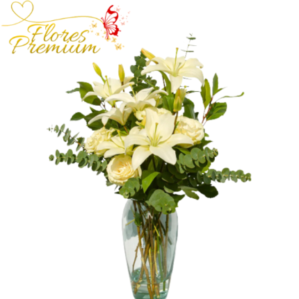 FLORERO DE LILIUM Y ROSAS