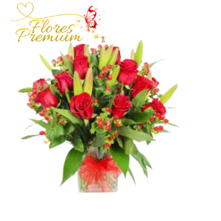 CUBO DE ROSAS Y LILIUM