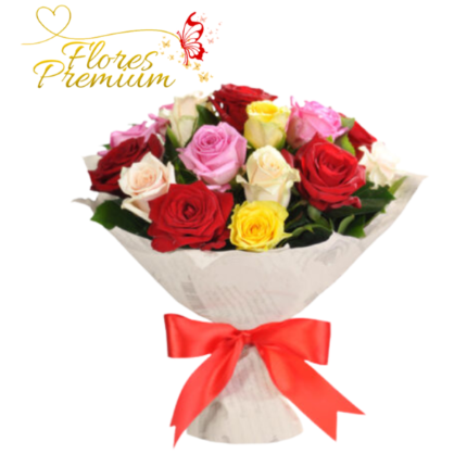 RAMO DE 12 ROSAS TIPO BOUQUET