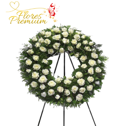 CORONA FUNEBRE GRANDE Y ATRIL