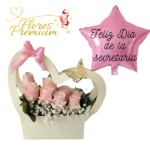 CARTERA DE 8 ROSAS + GLOBO
