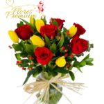 FLORERO DE 6 ROSAS 10 TULIPANES