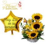 3 GIRASOLES EN BASE + GLOBO