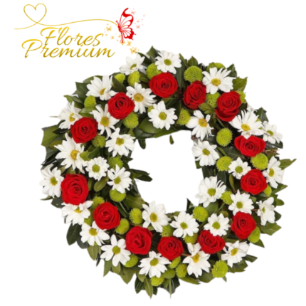 CORONA SERENIDAD 50CM 12 ROSAS