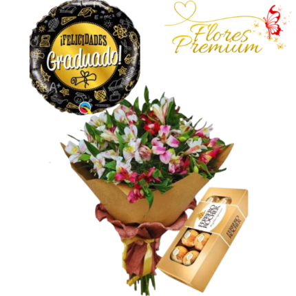 RAMO DE ASTROMELIAS FERREROS 100 GRS Y GLOBO