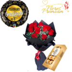 RAMO DE 12 ROSAS FERREROS 100GRS Y GLOBO