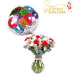 FLORERO DE ROSAS Y ASTROMELIA