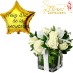 CUBO DE ROSAS REGALO + GLOBO