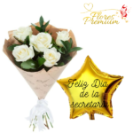 RAMO DE 5 ROSAS DIA DE LA SECRETARIA + GLOBO