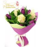 RAMO DE 3 ROSAS Y 5 TULIPANES