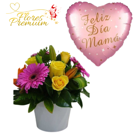 BOX DE FLORES MIX Y GLOBO