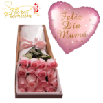 CAJA DE 16 ROSAS + GLOBO