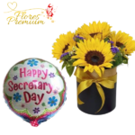 BOX DE 6 GIRASOLES + GLOBO