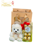 REGALO ESPECIAL DIA DE LA NOVIA PELUCHE DE 20CM Y BOMBONES FERREROS ROCHER 100 GRS