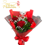 RAMO DE 3 ROSAS Y PELUCHITO 11 CM