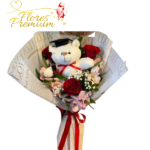 RAMO DE 3 ROSAS Y PELUCHE GRADUACION 15 CM