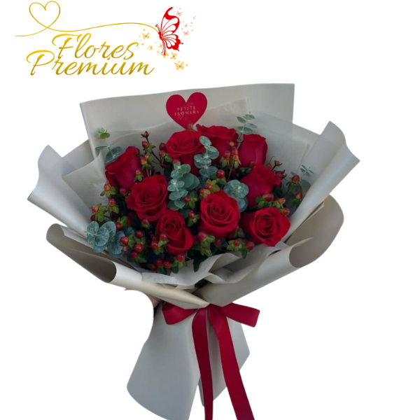 12 RAMO 9 ROSAS, LINDA ENVOLTURA Y TOPPER - Imagen 1