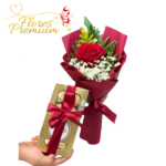 BONITO DETALLE 1 ROSA ROJA FERREROS ROCHER DE 100GR