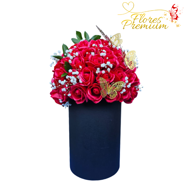 271 BOX DE 55 ROSAS DE JABON CON MARIPOSA - Imagen 1