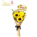 RAMO 2 GIRASOLES, 1 ROSA Y TOPPER FLORES AMARILLAS