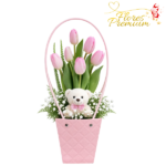 CARTERA 6 TULIPANES CON OSITO 11CM