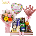 DESAYUNO CUMPLEAÑOS Y RAMO DE 2 ROSAS, 2 GERBERAS